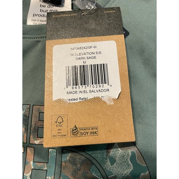The North Face T Shirt Sage Green Elevation Polyester Flashdry Women’s Size M - Picture 6 of 6